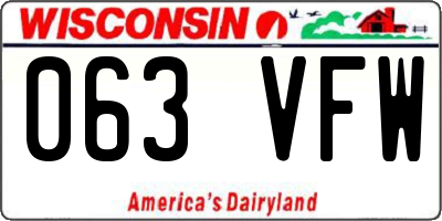 WI license plate 063VFW