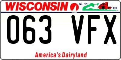 WI license plate 063VFX