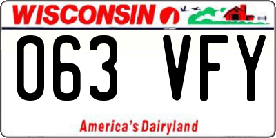WI license plate 063VFY