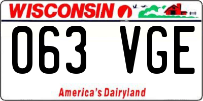WI license plate 063VGE