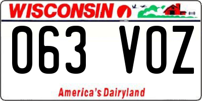 WI license plate 063VOZ