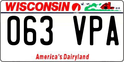 WI license plate 063VPA