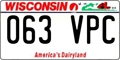 WI license plate 063VPC