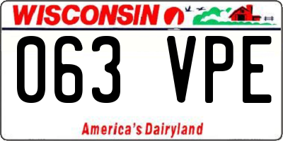 WI license plate 063VPE