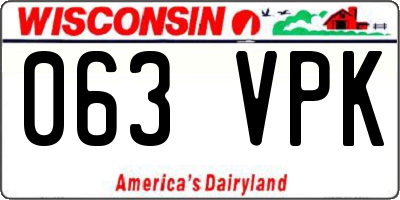 WI license plate 063VPK