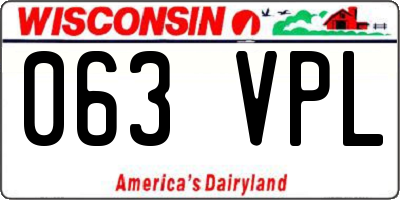 WI license plate 063VPL