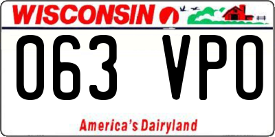 WI license plate 063VPO