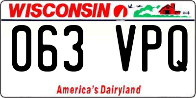 WI license plate 063VPQ