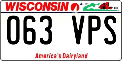 WI license plate 063VPS