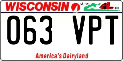 WI license plate 063VPT