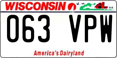 WI license plate 063VPW