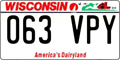 WI license plate 063VPY