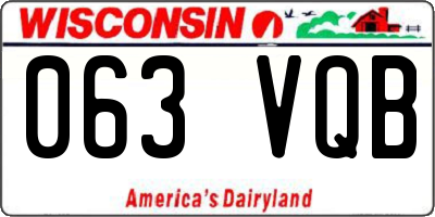 WI license plate 063VQB