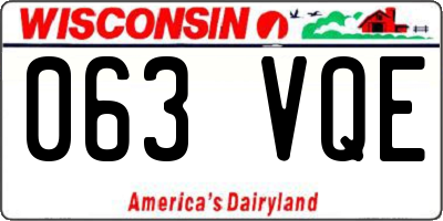 WI license plate 063VQE