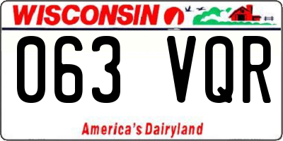 WI license plate 063VQR