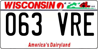 WI license plate 063VRE