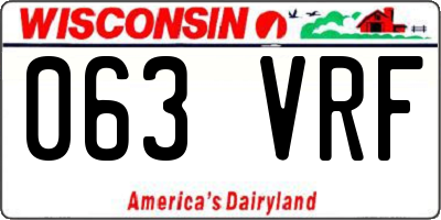 WI license plate 063VRF