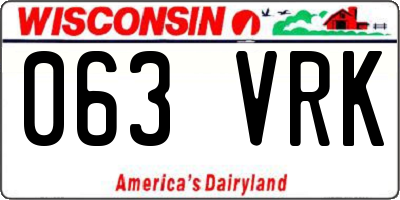 WI license plate 063VRK