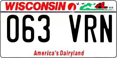 WI license plate 063VRN