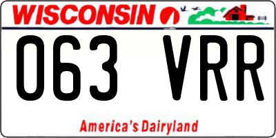 WI license plate 063VRR