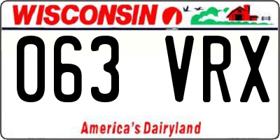 WI license plate 063VRX