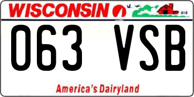 WI license plate 063VSB