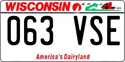 WI license plate 063VSE