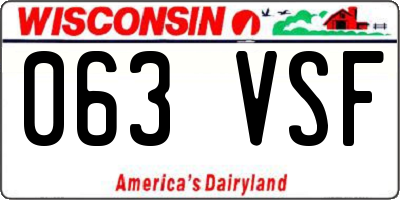 WI license plate 063VSF