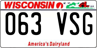 WI license plate 063VSG