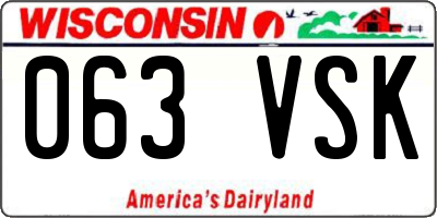 WI license plate 063VSK