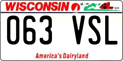 WI license plate 063VSL