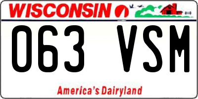 WI license plate 063VSM
