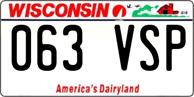 WI license plate 063VSP