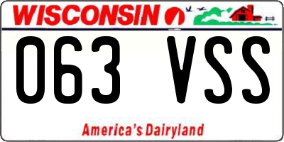 WI license plate 063VSS