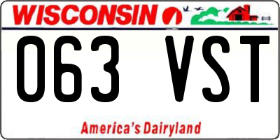 WI license plate 063VST