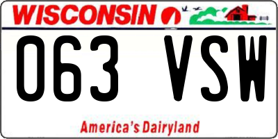 WI license plate 063VSW