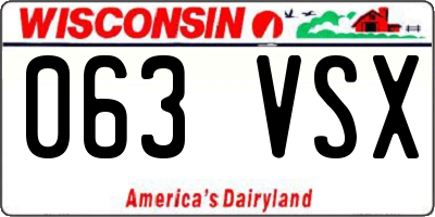 WI license plate 063VSX