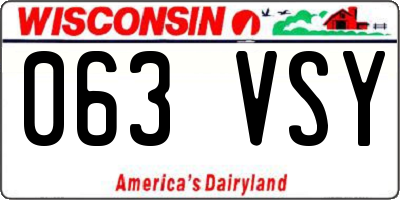 WI license plate 063VSY