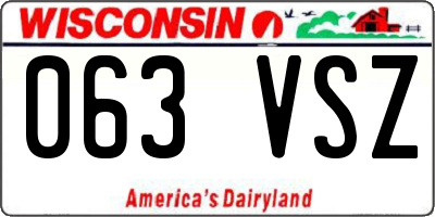 WI license plate 063VSZ