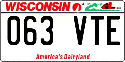 WI license plate 063VTE