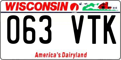 WI license plate 063VTK