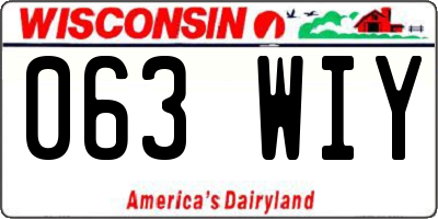 WI license plate 063WIY