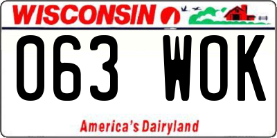 WI license plate 063WOK