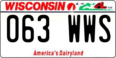 WI license plate 063WWS
