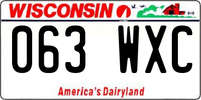 WI license plate 063WXC