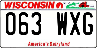 WI license plate 063WXG