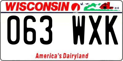 WI license plate 063WXK