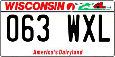WI license plate 063WXL