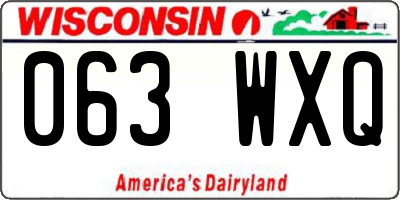 WI license plate 063WXQ