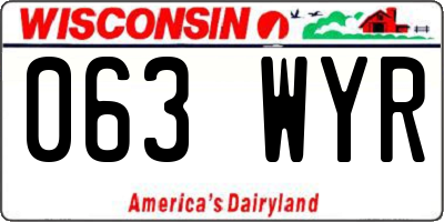 WI license plate 063WYR